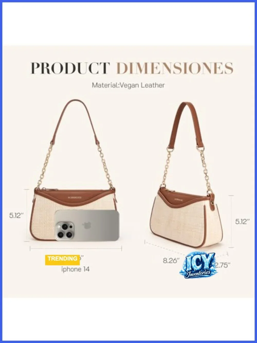 Faux Leather + Raffia Hobo Shoulder Bag Small Handbag with Chain Strap